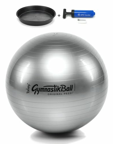 Original Pezzi Gymnastikball Standard Ø 42, 53, 65 & 75 cm in Allen Farben inkl. Ballschale und ATC Ballpumpe – Bis 400 kg belastbar – Fitness, Reha, Therapie, Gymnastik & Sitzball