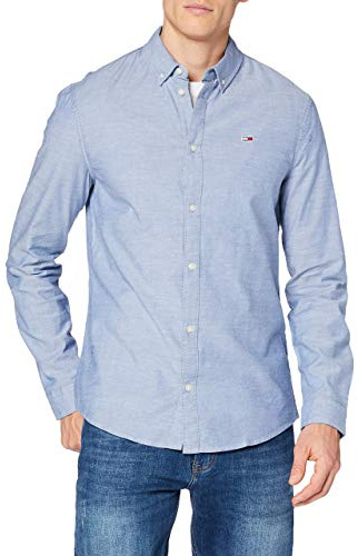 Tommy Jeans Herren Tjm Slim Stretch Oxford Shirt Dm0dm09594 Langarmhemden Gewebte Oberteile, Blau (Twilight Navy), M EU
