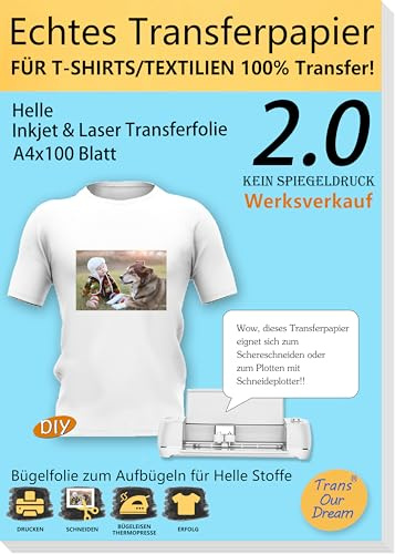 TransOurDream A4X100 äkta bläckstråleskrivare/laser överföringsfolie överföringspapper