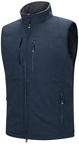 33,000ft Men's Lightweight Softshell Vest Outerwear Zip Up Fleece Lined Windproof Sleeveless Jacket for Golf Running Hiking