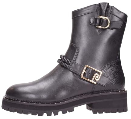 Scarpe Donna Stivaletti LIU JO Milano Pink 184 Biker Black Pelle Nera