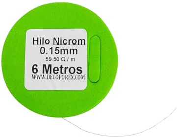 DecoPorex – Hilo de Nicrom 0,15 mm en Bobina (6 m) – Nichrome 80/20 para Corte por Hilo Caliente, CNC, Porexpan, Poliestireno y Espumas – Alta Durabilidad