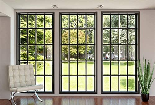 Renaiss 3.5x2.5m Modernes Villa Wohnzimmer Interieur Hintergrund Französisches Fenster Landschaftsfotografie Hintergrund Büro Arbeitszimmer Dekoration Porträtfotografie Vinyl Foto Studio Requisiten