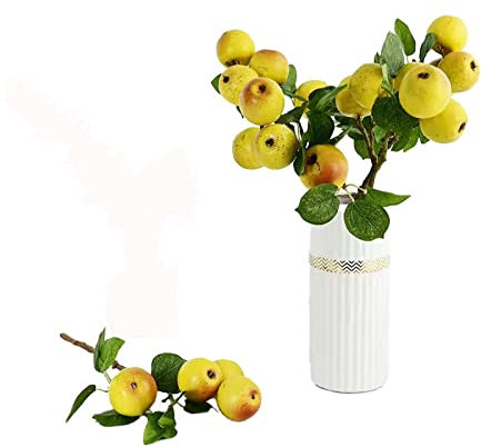 BELUAPI Künstliche Apfelzweige, lebensechte Apfel-Plektren mit grünen Blättern, künstliche Apfel-Dekor, künstliche Obststiele mit grünen Blättern, für Küche, Party, Zuhause, Büro, Garten, Dekoration