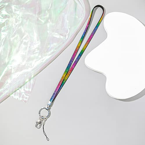 Glitzer Diamant Schlüsselanhänger,80cm Lang Schlüsselband Umhängeband zum Umhängen Handyband zum Umhängen Halsband Handyschmuck Telefon Anhänger Hängen Chian Auto Schlüsselanhänger für Frauen,Bunt