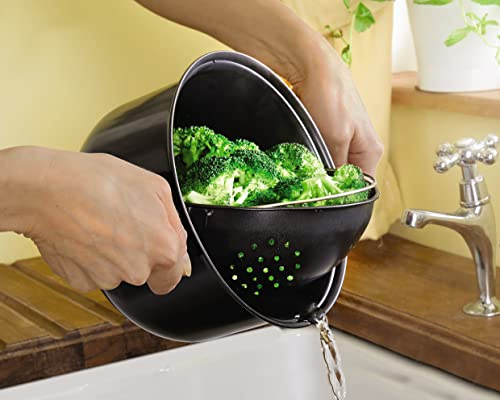 3 in 1 Cooking Pot 20cm - 3L Saucepan with Removable Strainer Sieve Ideal for Boiling, Steaming, Cooking - Use with Gas, Electric and Ceramic Hobs - Vegetable Steamer Pot or Pasta Pot