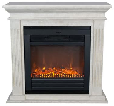 Xaralyn Cadiz Cheminée Électrique Avec Lucius - Habillage De Cheminée En Pierre Naturelle Blanche Brute - Chauffage 1400 Watt - Télécommande