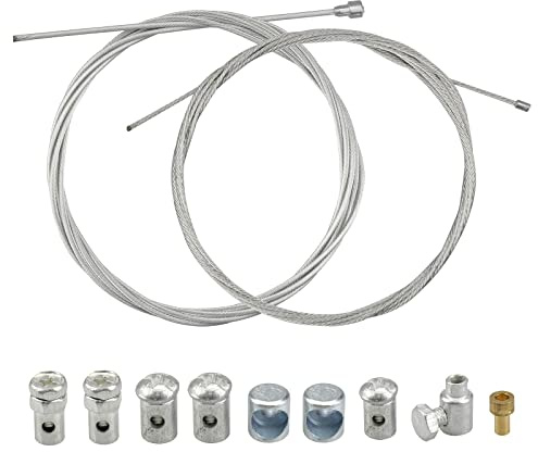 Hyakoz 2 Stück 2M Motorrad Universal Seilzug Universal Reparaturset Bowdenzug Gaszug Schaltzug Kupplungszug Fahrrad Roller Mofa Moped mit 9x Nippel für Fahrrad Roller Mofa Moped