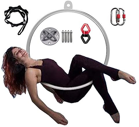 CMYUN Aerial Hoop Ring Akrobatischer Luftreifen/Lyra-Hoop, Metallkunst-Tanz-Yoga-Ringe für Erwachsenes Kind, Gym Lyra Ring Set Gymnastik Fitnessgeräte, 80/90/95cm (Size : Diameter-95cm(37 3/8))