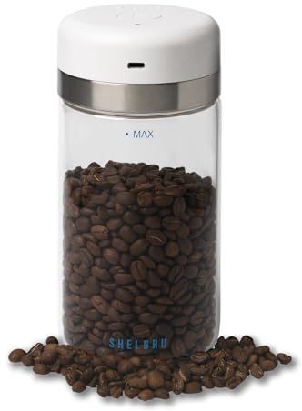 Next-Gen Smart Coffee Canister – Electric Vacuum Seal with Pressure Auto-Detection, Rechargeable Airtight Borosilicate Glass Container for Whole & Ground Beans, Ultimate Freshness Lock (10.5oz)