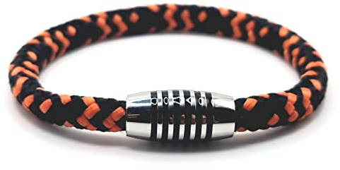 Armband Hot coal aus farbintensiven Paracord-Segeltau mit schwarz emailliertem Edelstahlmagnetverschluss