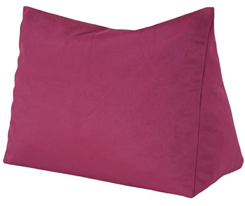 Lesekissen Rückenkissen Ergonomisch Keilkissen für Bett und Sofa - LATEX Schaumstoff Füllung Ideal als Rückenstütze - dreieckiges Lesekissen - Rückenstützkissen Rückenlehnekissen - BORDEAUX