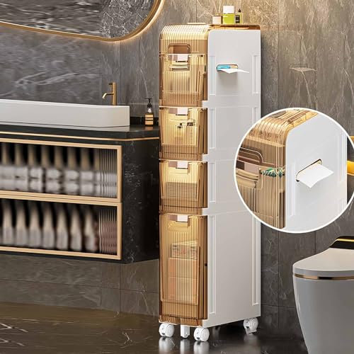 Aufbewahrungsschrank für kleine Räume, über dem Toilettenschrank für dünnes Badezimmer, Eckboden, schmaler Papierschrank mit Schubladen (weiß)