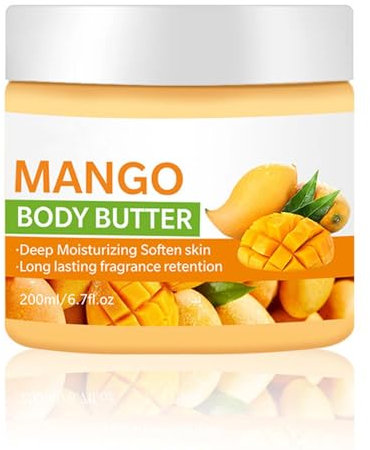 Trendyfave Mango Body Butter, Large-capacity Body Lotion, Body Moisturiser With Mango, Body Lotion for Dry Skin, Body Skin Care Smooth Skin Deeply Moisturize Skin, Body Butter For Women & Men 200ml