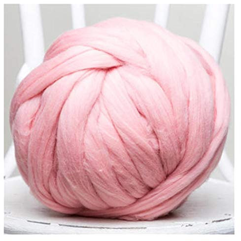 Riesengarn 500 g Garn, DIY, sperriger Arm, Roving-Strickdecke, dickes, grobes Garn, handgestrickt, Häkeln, Mütze, Schal, Nähgarn (Farbe: Rosa)