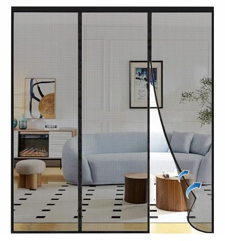 Magnetic Fly Screen Door, Black 185x230cm Easy to Install Adhesive Fly Screen Door, no Drilling Required, for Cellar Door, Sliding Door, Caravan