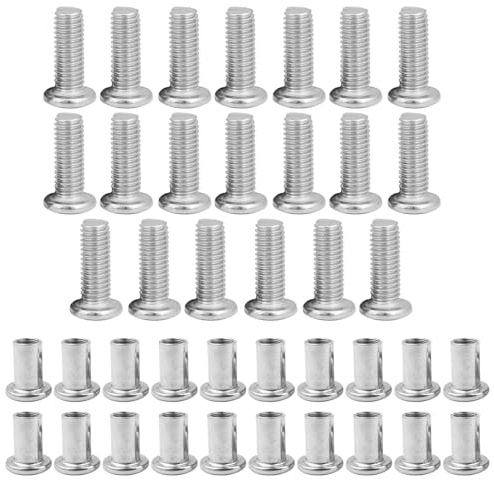 JCUGSBS 20 PCS viti a brugola testa piatta M4 x 6 mm dadi esagonali lunghi con manicotto a testa tonda,Dadi esagonali piatti per il collegamento di mobili, Divano Rilegatura con decorazione in pelle
