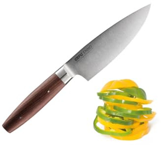 GEFU Kochmesser Enno 15 cm - Solinger Klinge - Allzweckmesser Walnussholz | Handgeschliffenes Messer aus Solingen für Fleisch, Fisch und Gemüse - Profi-Küchenmesser Made in Germany - HRC 57 Härte