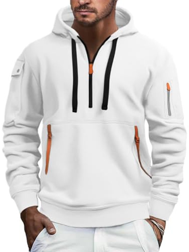 EDITCOZY Men's Blue Long Sleeve Zip Up Hoodie Pullover Sweater with Pockets