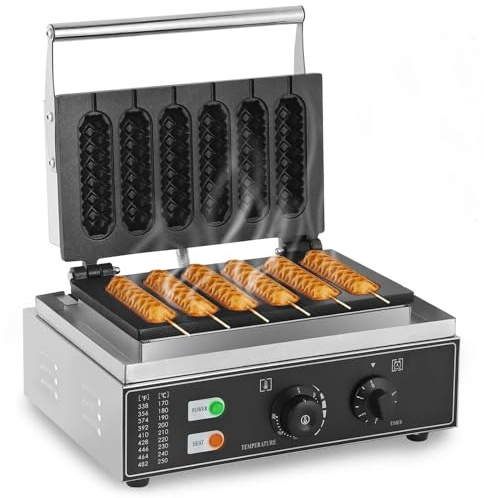 Machine à gaufres for hot-dogs française commerciale, machine à gaufres for hot-dogs électrique antiadhésive 5/6 pièces, cuiseur à muffins français 1550 W avec contrôle de la température(6pcs)