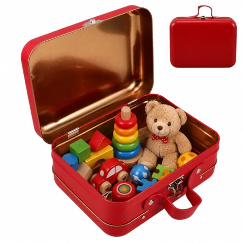 Alipis Spielzeug-Aufbewahrungsbox, Retro-Dekor, Spielzeug, schwarze Aufbewahrungskörbe, Hochzeits-Geschenkboxen, Mini-Koffer, Bleistiftetui, kleiner Koffer, Make-up-Koffer, kleines rotes Eisen