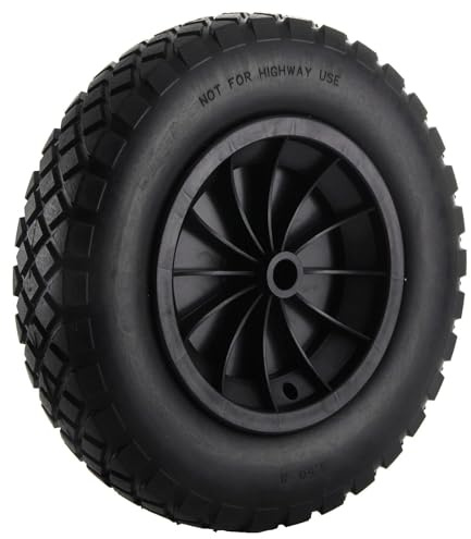 CROWNSHOP Wheelbarrow Wheel Replacement 14 Solid PU Tire 3.50-8 | Puncture proof PU wheelbarrow tyre with solid rubber construction, designed for garden carts, trolleys and outdoor tasks.