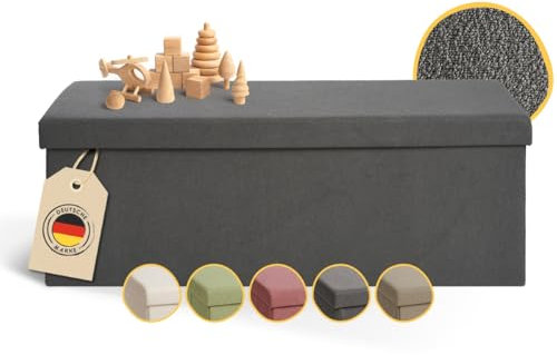 Laleni Sitzbank mit Stauraum geräumig - Truhenbank mit Stauraum 110x38 cm - Bettkasten Sitztruhe - Bequemer Hocker mit Stauraum - Sitzhocker mit Stauraum Kinder - Sitzbox in Anthrazit