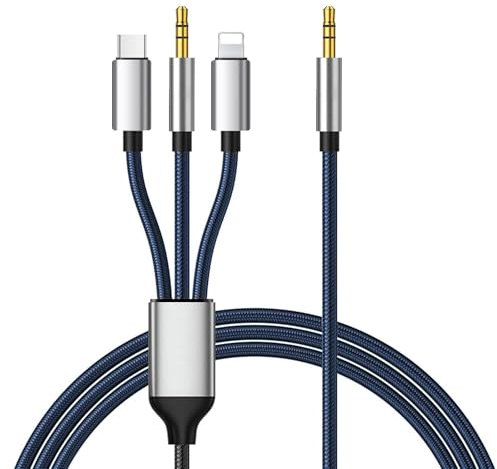 LUIRSAY Aux-Kabel für i-Phone, [Mfi Certified] 3-in-1 USB C 3,5 mm Aux-Kabel, Aux-Maschine Kabel kompatibel mit iPhone 16/15/14, i-Pad (nicht für Anrufe)