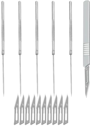 MYGLOAR Ensemble de 16 aiguilles de dissection et scalpel, aiguille de dissection à pointe droite en acier inoxydable, aiguille de prélèvement miniature de précision