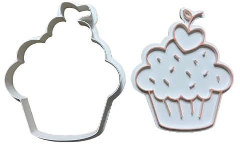 Tagliabiscotti.it - Cupcake San Valentino - Cookies cutter - Tagliabiscotti - Formina - Cutter per realizzare biscotti o decorazioni torte in pasta di zucchero - Misura 8cm x 6,5cm x 1,2cm.
