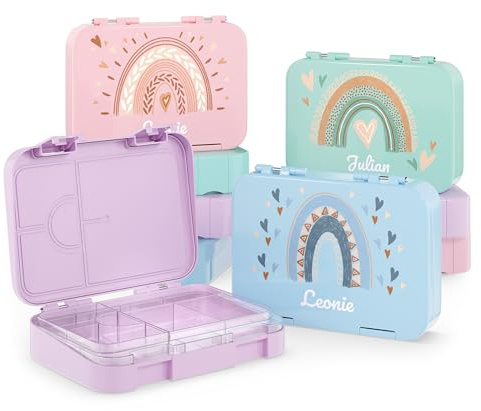 Bärenwerke RP MB 2115 Personalisierte Kinder Brotdose mit Name - Lunchbox mit Fächern und Unterteilung - Geschenkidee