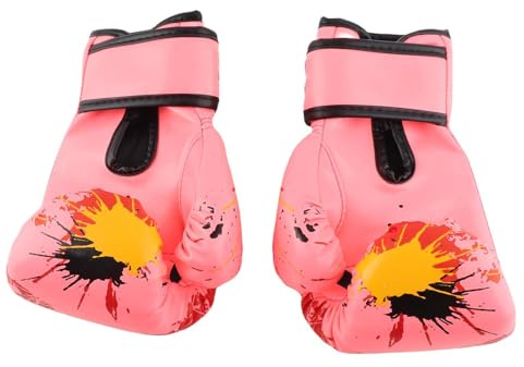 Dioche Baby Boxing Gloves for Kids - Durable PU Leather Punch Training Mitts, Stylish Hook & Loop Design, Breathable for Ages 2-11, 24 * 14cm, Available in Pink, Blue, Yellow