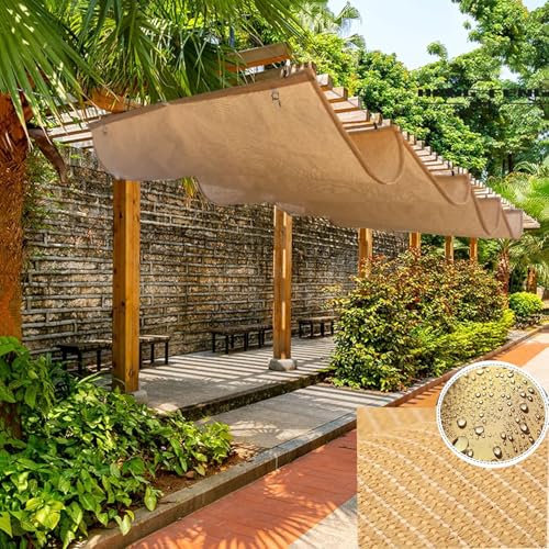 Kit di baldacchino a vela retrattile impermeabile per terrazza esterna copertura per tenda da patio impermeabile filo scorrevole tetto pergola beige 1,2 x 14 m