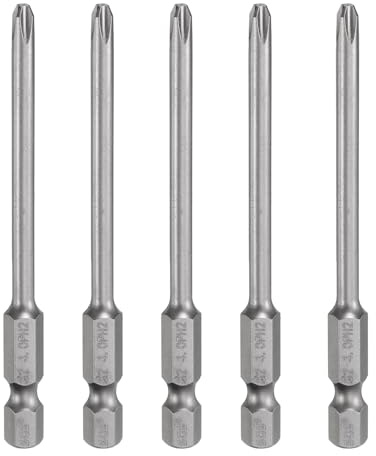 QUARKZMAN 5pcs Embout De Tournevis Cruciforme #2 PH2 3,15(80mm) L Acier S2 | Embout Visseuse long, 1/4 Hex Shank, acier S2, magnétique de qualité industrielle, à tête croisée 0,157 (4mm), Tige