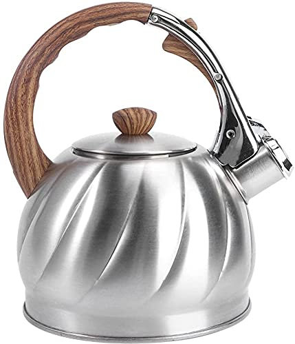 PLMNBQWE Teteras para Estufa Tetera de Acero Inoxidable de Gran Capacidad de 2 l Tetera con Silbato Tetera para café Tetera de inducción Tetera con Mango Anti-escaldaduras