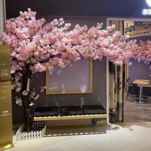 Arbre de Fleurs de Cerisier Artificiel, décor de Fleurs de Cerisier, Fausses Plantes de Fleurs de Cerisier, Arbre Sakura, Cerisier pleureur, Plante Artificielle avec tiges de Bois véritable(2x2m)