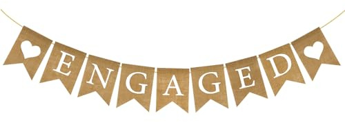 jijAcraft Engaged Jute Girlande: 3m Leinen Engaged Deko Wimpelketten, Vintage Verlobungen Deko Girlanden, Vintage Verlobungen Wimpelkette für Verlobungfeier,Verlobungfotos,Verlobungsdekoration