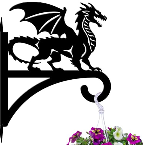 peacoblue Ganchos de hierro para plantas colgantes de interiores y exteriores, flores, helechos, macetas, farol, comedero de pájaros, 11.8 x 15.1 pulgadas, soporte de pared de metal resistente a la