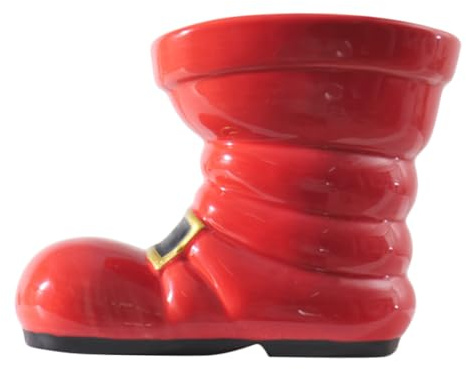 PRETYZOOM Christmas Santa Boot Ceramic Flower Vase Unique Holiday Decor for Home Office Thick Ceramic Design Cute and Festive Flower Arrangement Holder