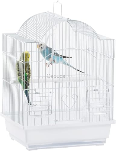Capuca Kleiner Vogelkäfig, leicht, Starter-Set für kleine Vögel, mit Vogelkäfigen und Zubehör, ideal für Sittiche, Sittiche, Papageien, Finken, Kanarienvögel, herausnehmbare Kunststoffwanne inkl