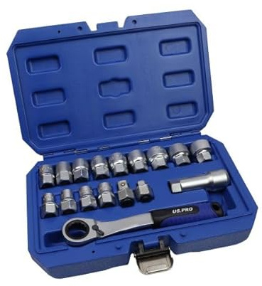 US PRO Tools 17pc Go Through Socket Set with 3/8 & 1/2 Drive Adaptors 7559