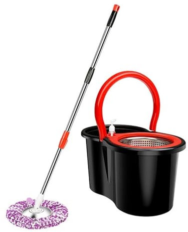 OUYUE Fregona Trapeador De Limpieza Fregona Giratoria De 360 ​​Grados con Autoescurrido, Cabezales De Fregona Lavables, Fácil De Usar Y Almacenar Reutilizables Mopa