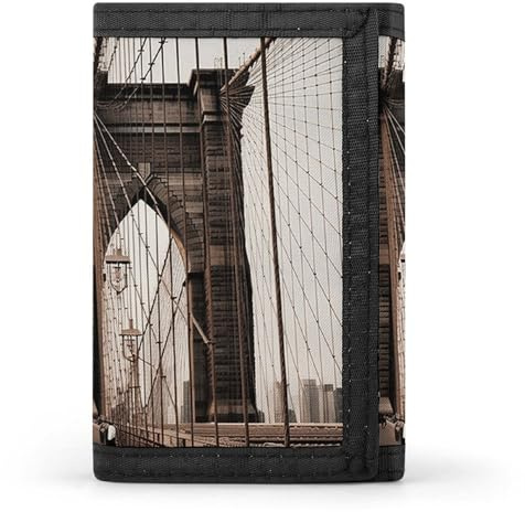 Portefeuille minimaliste à trois volets avec photo de Brooklyn Bridge pour homme - Portefeuille moderne tendance antivol pour cartes et espèces