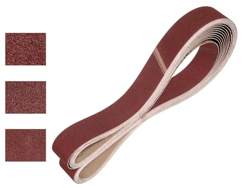 QUARKZMAN 10Pz Nastri Abrasivi 50mm x 1829mm 36/60/120 Grana Carta Vetrata | Ossido di Allumina, per Levigatrice, per Lavorazione Legno, Lucidatura Metalli, Affilatura Coltelli