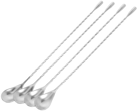 Sosoport 4piezas Cuchara De Cóctel De Acero Inoxidable Cuchara Mezcladora De Acero Inoxidable para Bar Agitador De Bebidas para Mezclar Cócteles Café Té o Jugos Casa o Restaurante