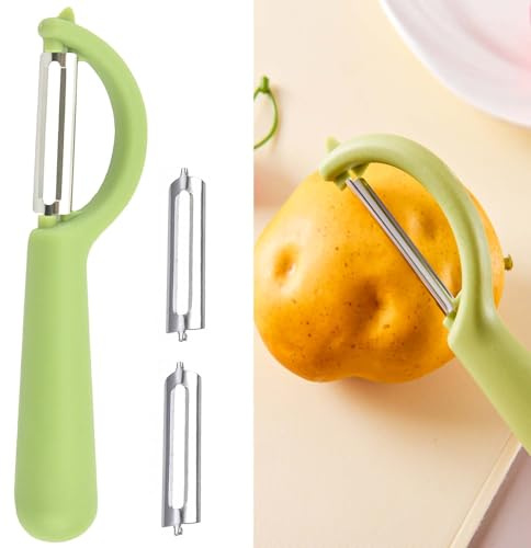 P-Schäler für Tupper mit 2 Ersatzklingen,Sparschäler für Gemüse,Gemüse- und Obstschäler, ganz einfach (Grün)
