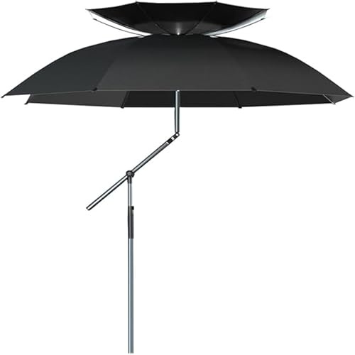 Sombrilla de playa portátil con estaca ajustable UPF 40+, protección solar, diseño ligero de 2 capas para pesca al aire libre, patio y camping