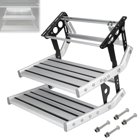 Feiphla Marchepied Pliant Haute RéSistance, Manuel/éLectrique, Automatique, en Aluminium, avec éClairage LED, Accessoires pour Camping-Car, Caravane 2Step-Automatic(LED)