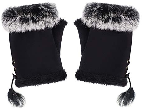 Warme Fingerlose Handschuhe Damen Halbfingerhandschuhe Winter Fleece Winterhandschuhe Einfarbige Kuschelhandschuhe Plüsch Handstulpen Halb Fingerhandschuhe Flauschig Kurze Armstulpen Handgelenkwärmer