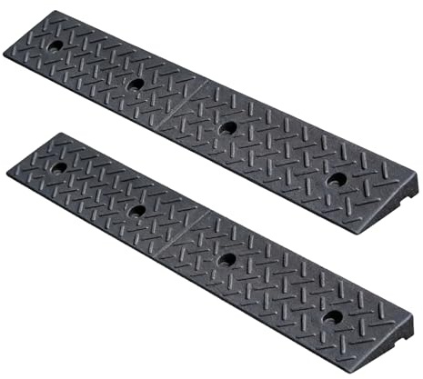 2 Pack Threshold Ramps,Rubber Curb Ramp, 2 Inch Rise, Heavy Duty, 5000 lbs Load Capacity, for Garage, Warehouse, Wheelchairs, Strollers, Motorcycles, Cars, Lawn Mowers, Trailers, Bike (2 Rise)